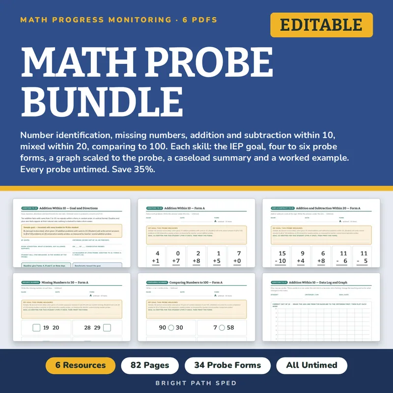 Math Progress Monitoring Probes Bundle, image 1 of 3