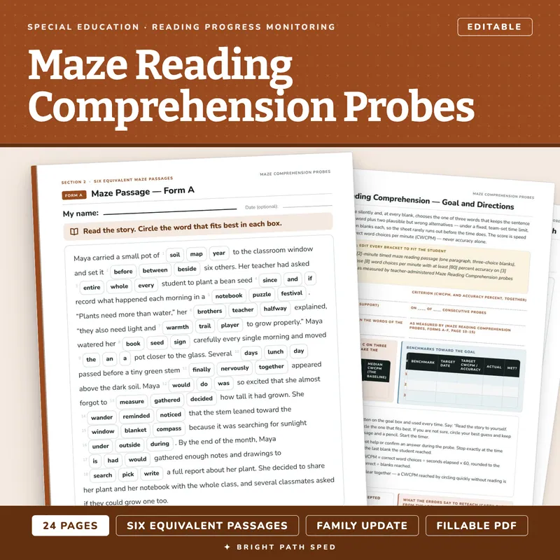 Maze Reading Comprehension Probes, image 1 of 4