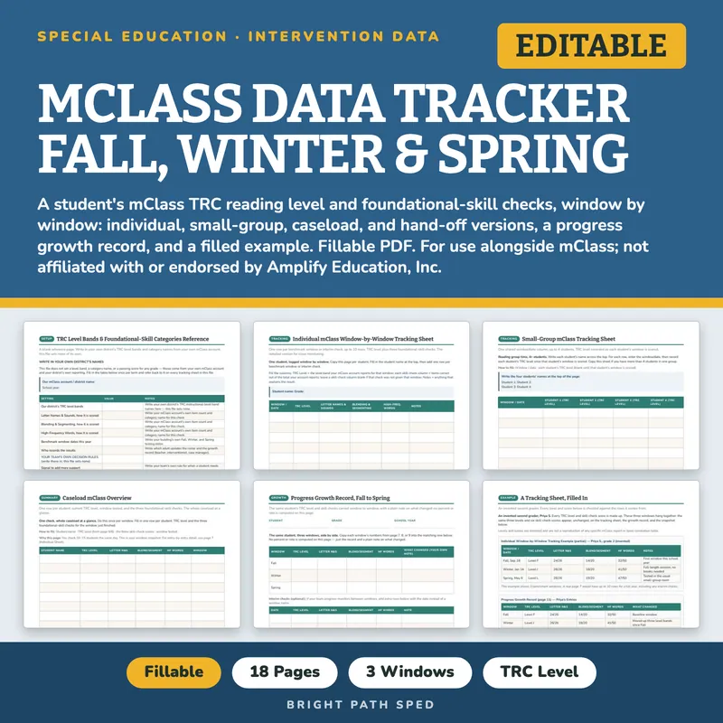 mClass Data Tracker Editable, for Use With mClass TRC Levels, image 1 of 4