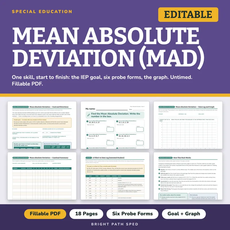 Mean Absolute Deviation (MAD) Progress Monitoring Probes, image 1 of 4