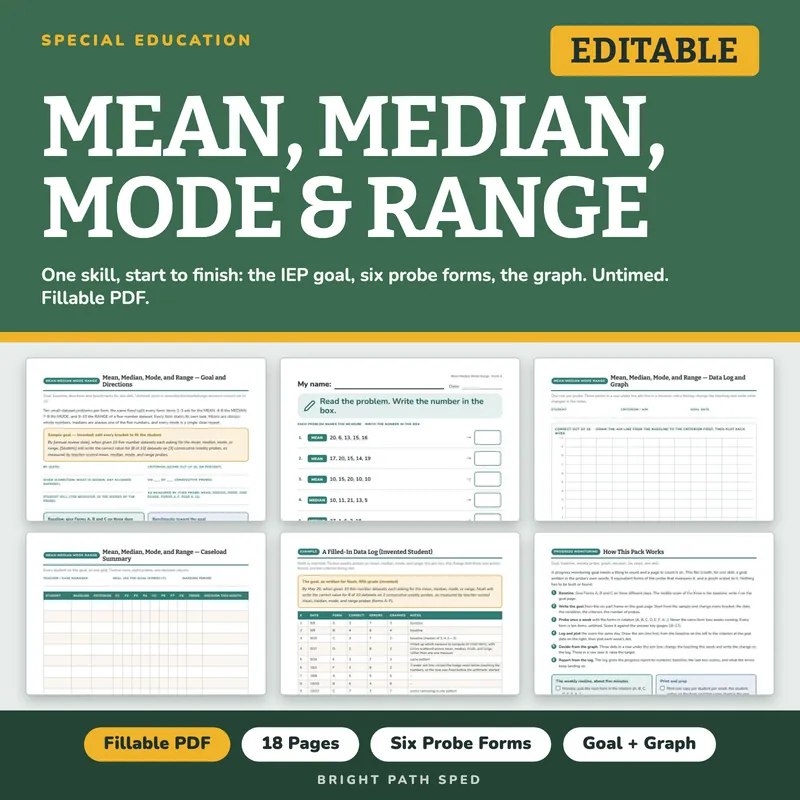 Mean, Median, Mode, and Range Progress Monitoring Probes, image 1 of 4