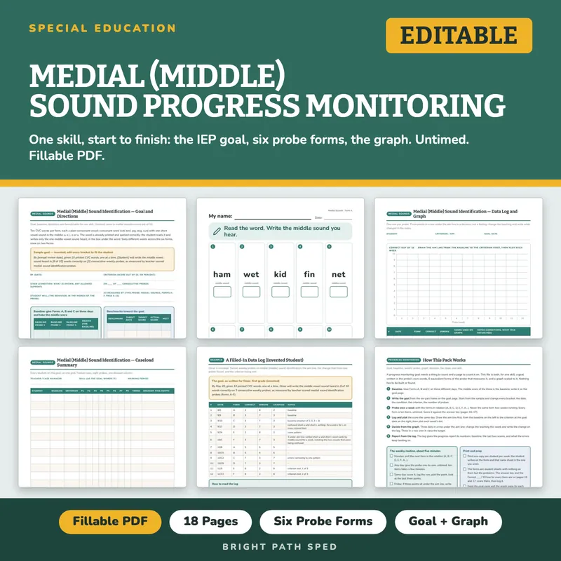 Medial (Middle) Sound Identification Progress Monitoring Probes, image 1 of 4