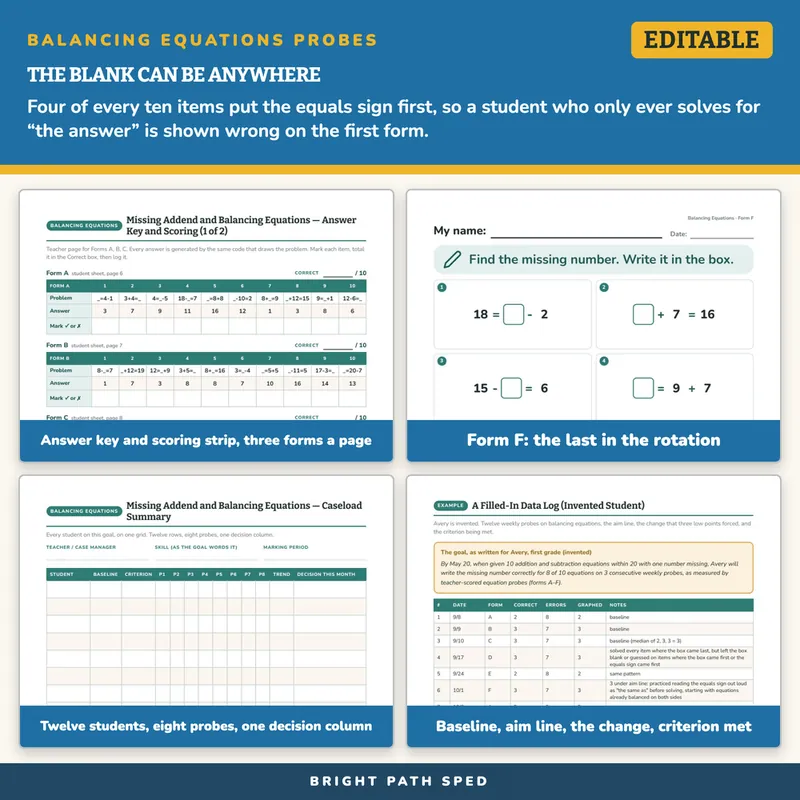 Missing Addend / Balancing Equations Probes, image 3 of 4