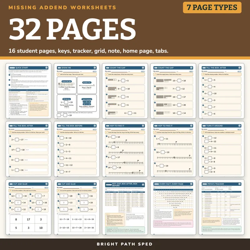 Missing Addend Worksheets Within 20, image 4 of 4