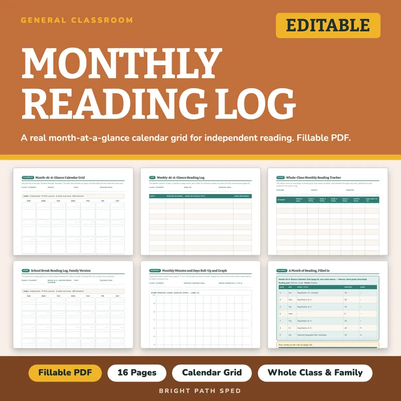 Monthly Reading Log, image 1 of 4