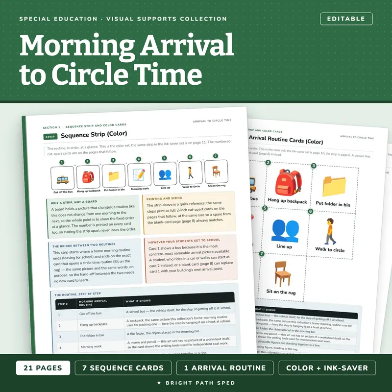 Morning Arrival to Circle Time Routine Cards, image 1 of 4