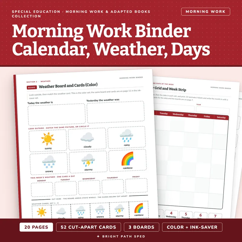 Morning Work Binder: Calendar, Weather and Days of the Week, image 1 of 4