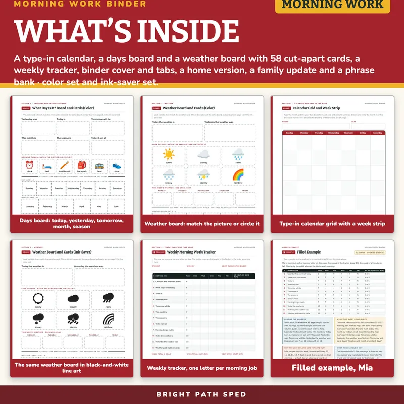 Morning Work Binder: Calendar, Weather and Days of the Week, image 2 of 4