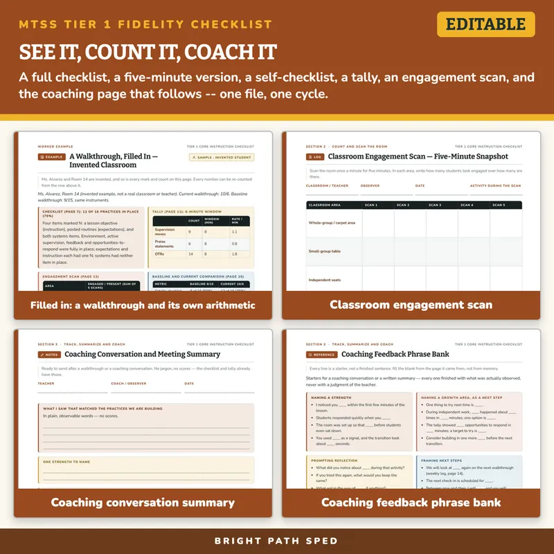 MTSS Tier 1 Fidelity Checklist Editable, image 3 of 4