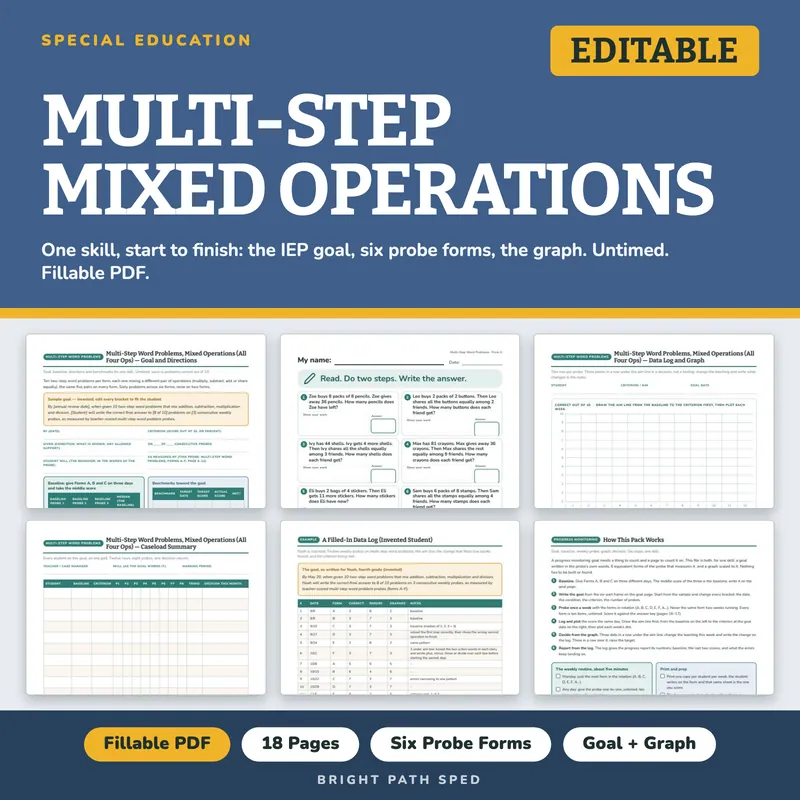 Multi-Step Word Problems, Mixed Operations Progress Monitoring, image 1 of 4