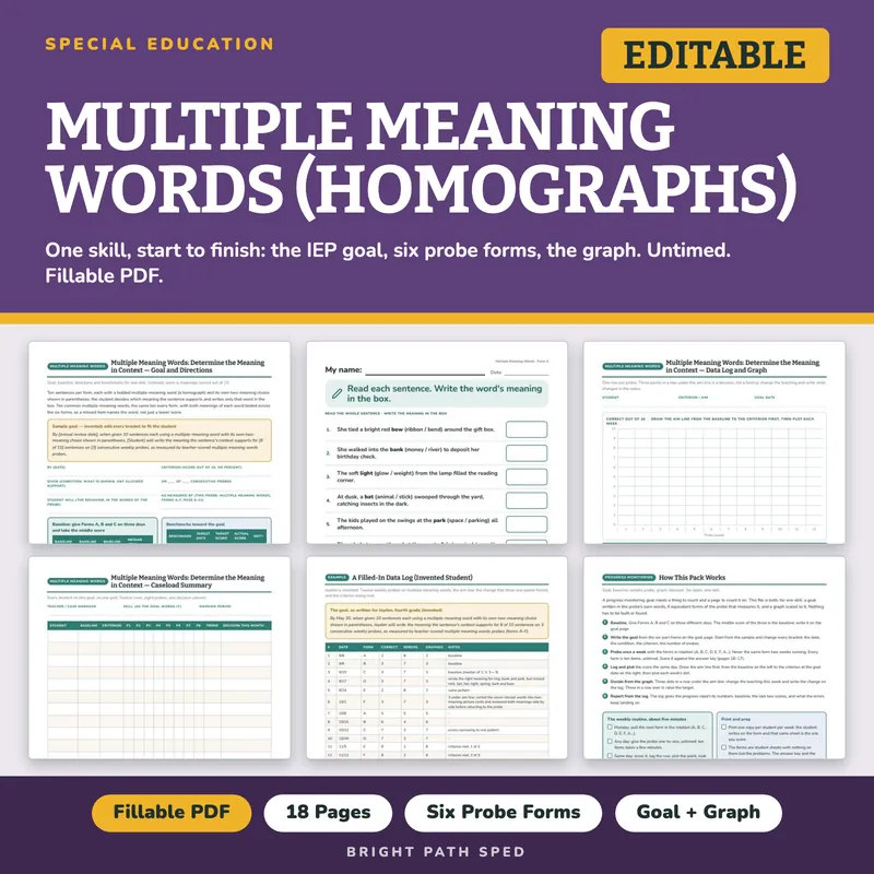 Multiple Meaning Words Progress Monitoring Probes, image 1 of 4