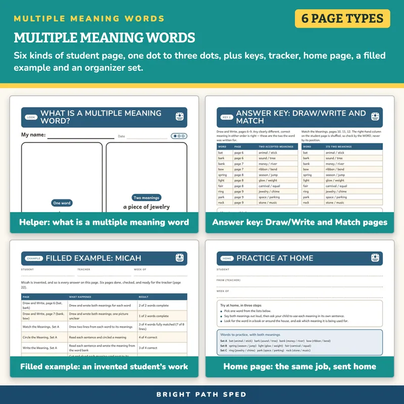 Multiple Meaning Words Worksheets, image 3 of 4