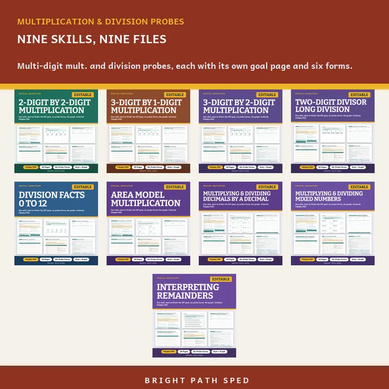 Multiplication and Division Skills Progress Monitoring Probes Bundle, image 2 of 3