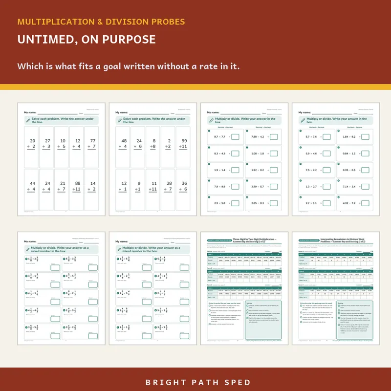 Multiplication and Division Skills Progress Monitoring Probes Bundle, image 3 of 3