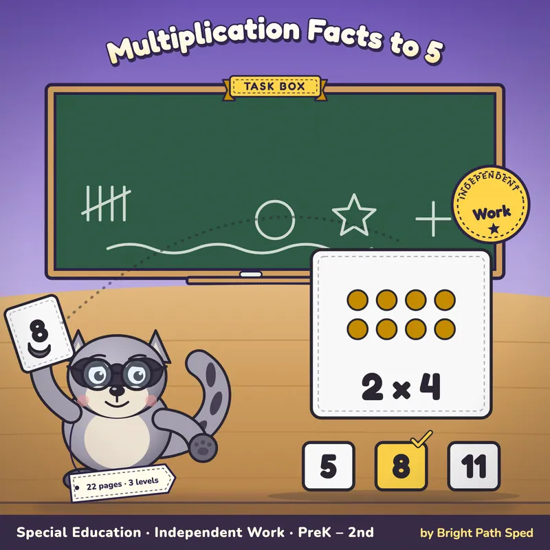 Multiplication Facts to 5 Sort Task Box, image 1 of 4