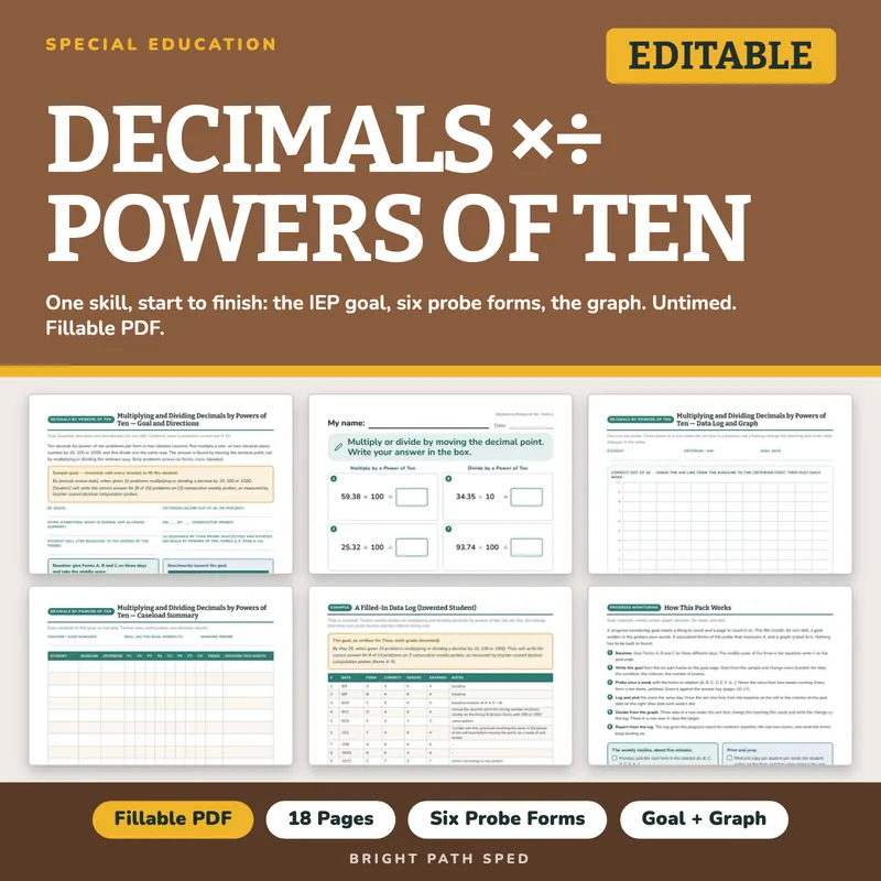 Multiplying and Dividing Decimals by Powers of Ten Probes, image 1 of 4