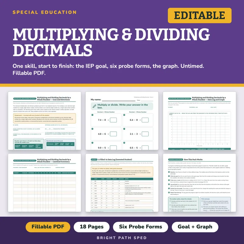 Multiplying and Dividing Decimals Progress Monitoring Probes, image 1 of 4