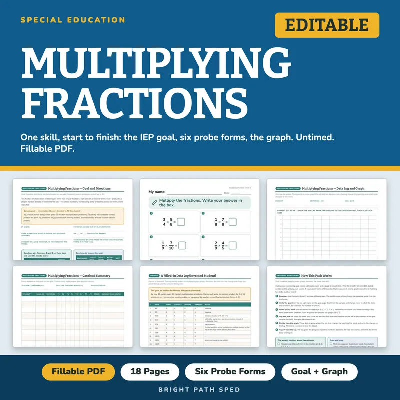 Multiplying Fractions Progress Monitoring Probes, image 1 of 4
