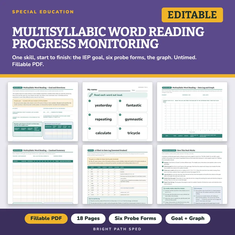 Multisyllabic Word Reading Progress Monitoring Probes, image 1 of 4