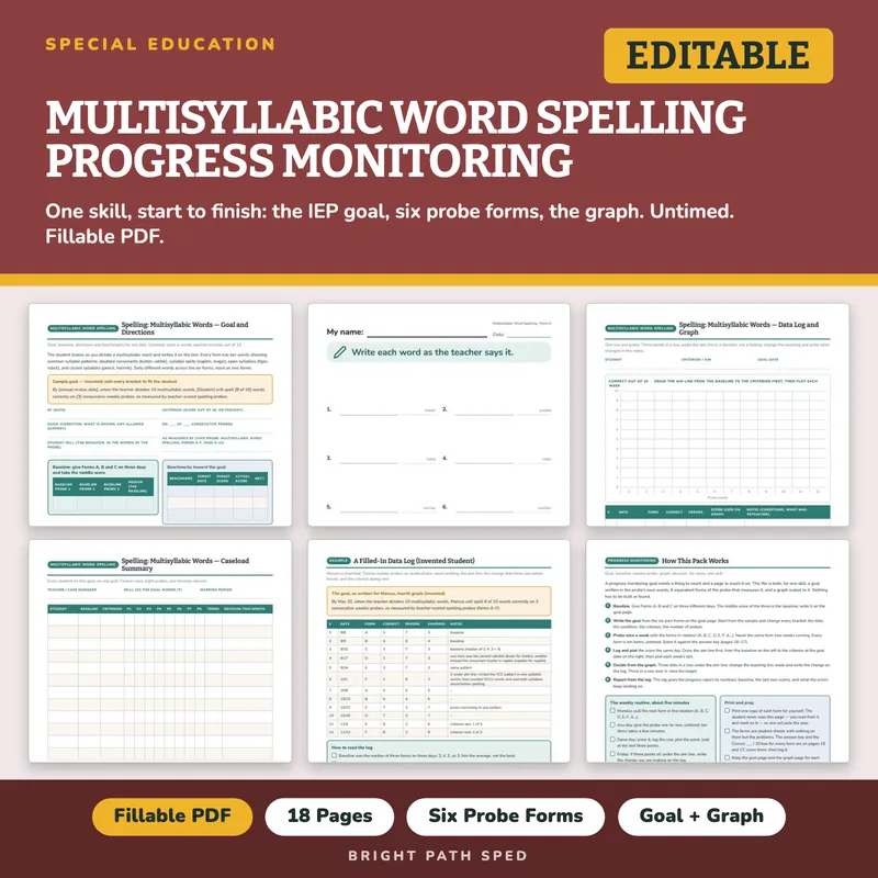Multisyllabic Word Spelling Dictation Progress Monitoring Probes, image 1 of 4