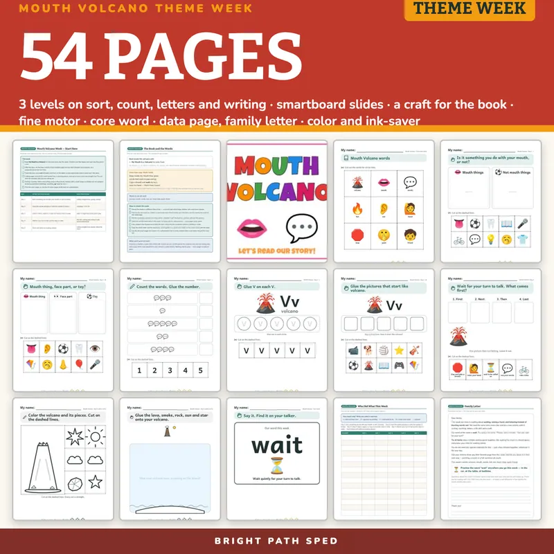 My Mouth Is a Volcano Book Companion Preschool Kindergarten 1st 2nd Special Ed, image 4 of 4
