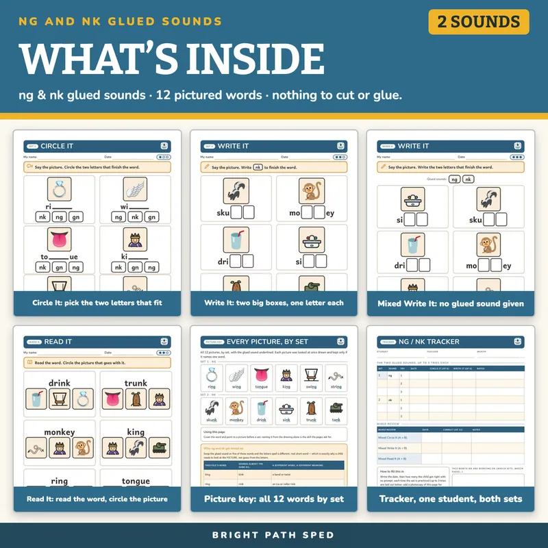 NG and NK Glued Sounds Worksheets, image 2 of 4
