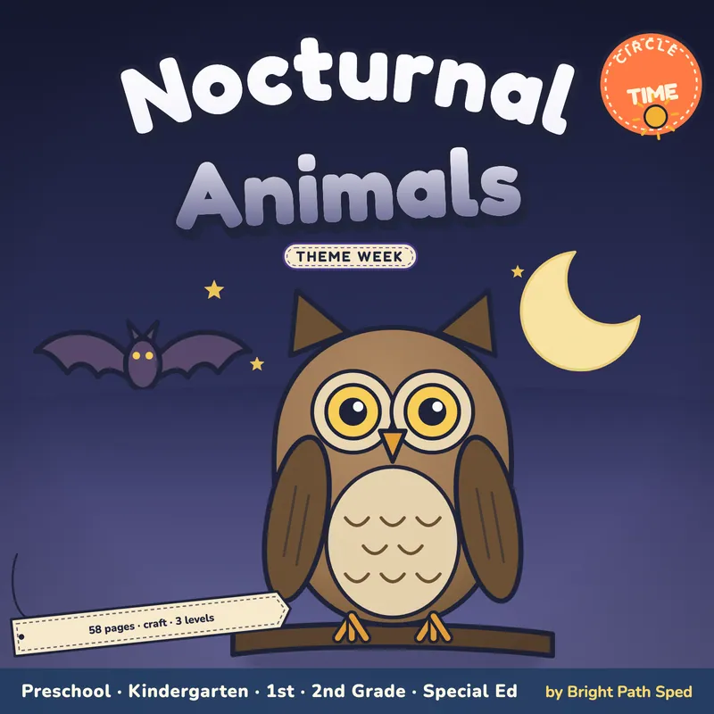 Nocturnal Animals Theme Week PreK-2nd Grade Special Ed, image 1 of 4