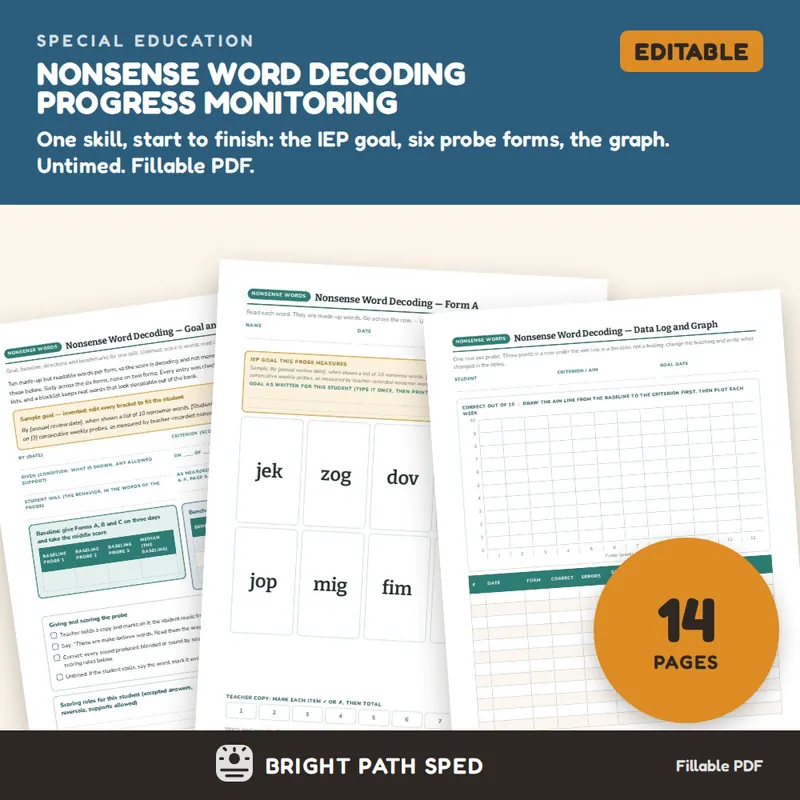 Nonsense Word Decoding Progress Monitoring Probes, image 1 of 4