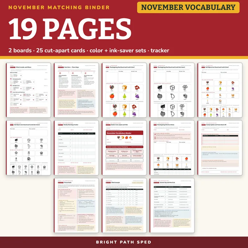 November Matching Binder: Turkeys and Thanksgiving, image 4 of 4