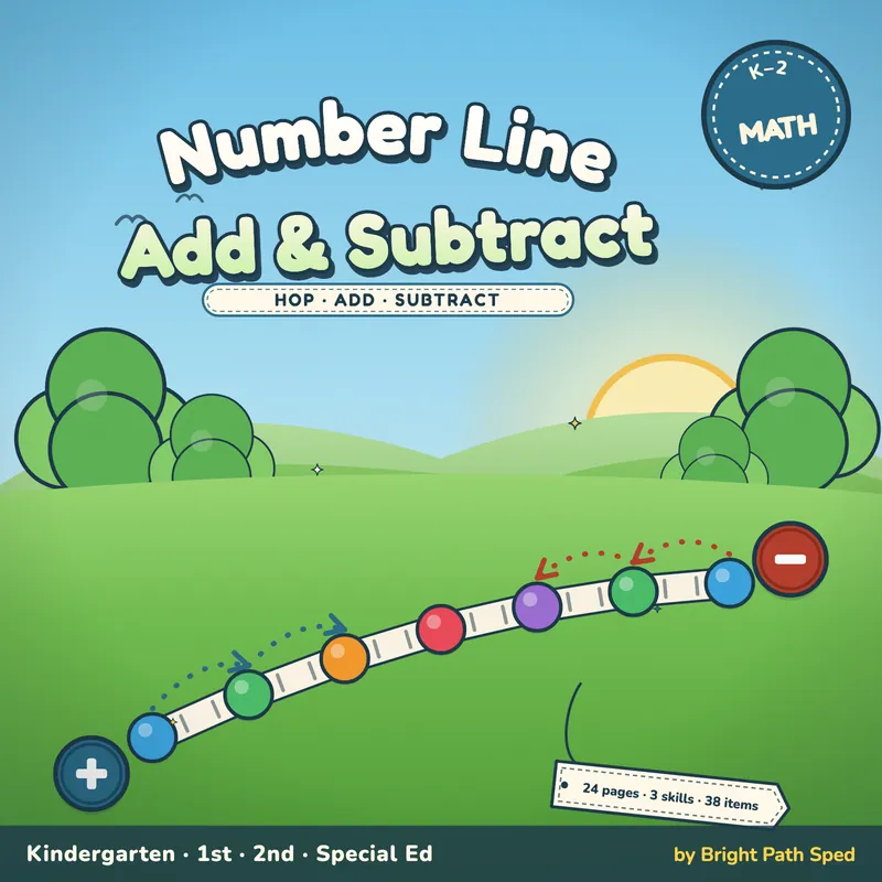Number Line Addition and Subtraction Worksheets, image 1 of 4