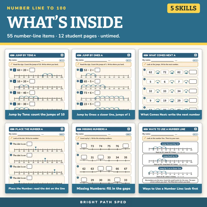 Number Line to 100 Worksheets, image 2 of 4