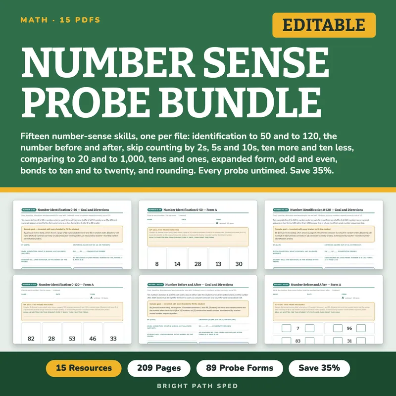 Number Sense Progress Monitoring Probes Bundle, image 1 of 3