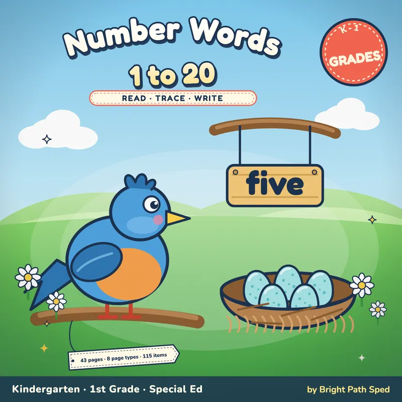 Number Words 1-20 Worksheets, image 1 of 4
