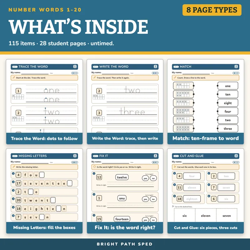 Number Words 1-20 Worksheets, image 2 of 4