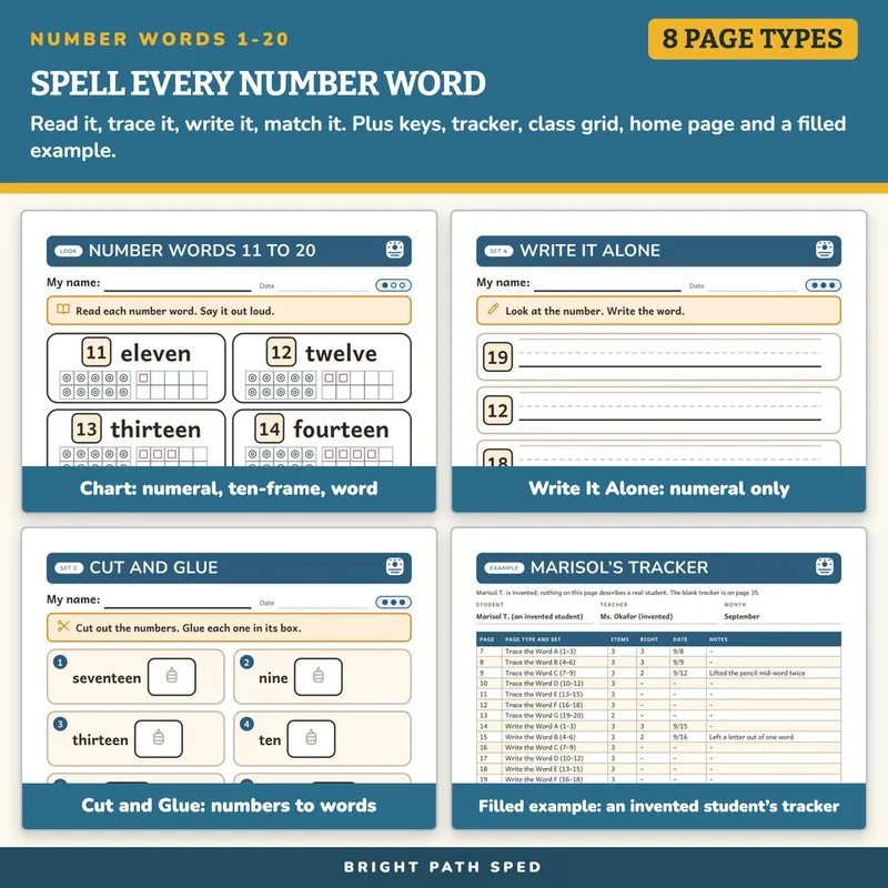 Number Words 1-20 Worksheets, image 3 of 4