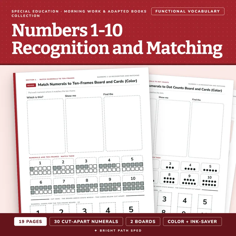 Numbers 1-10 Matching Adapted Book, image 1 of 4