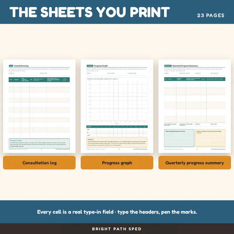Occupational Therapy Physical Therapy Data Sheets Editable, image 3 of 4