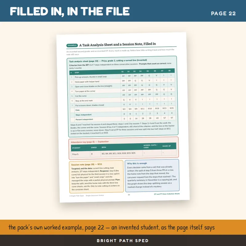 Occupational Therapy Physical Therapy Data Sheets Editable, image 4 of 4