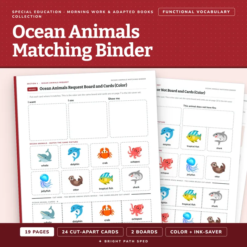 Ocean Animals Matching Binder, image 1 of 4