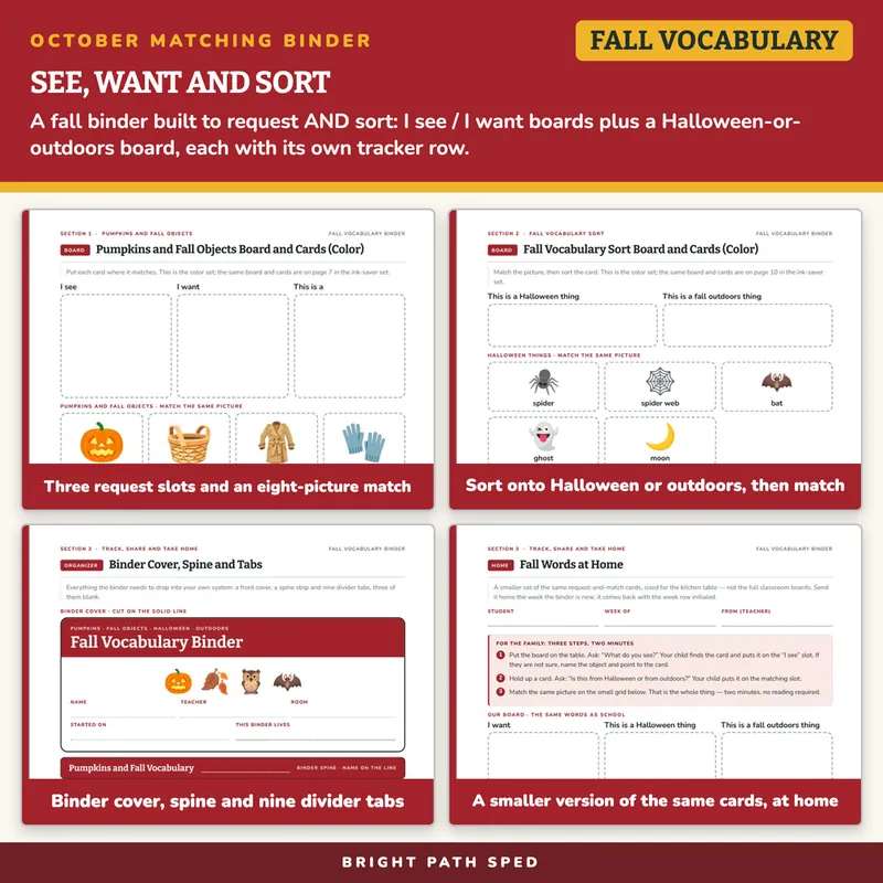 October Matching Binder: Pumpkins and Fall Vocabulary, image 3 of 4