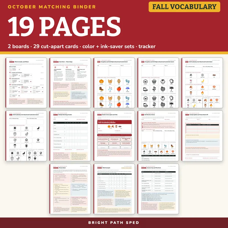 October Matching Binder: Pumpkins and Fall Vocabulary, image 4 of 4
