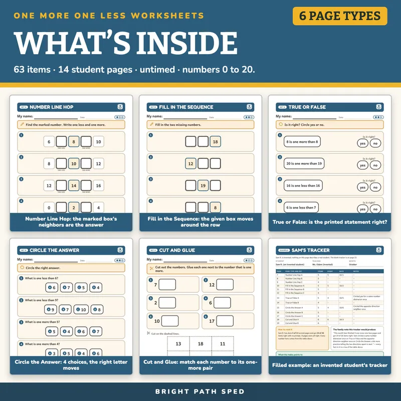 One More One Less Worksheets, image 2 of 4