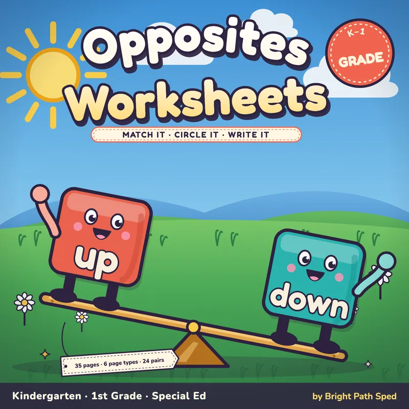 Opposites Worksheets, image 1 of 4