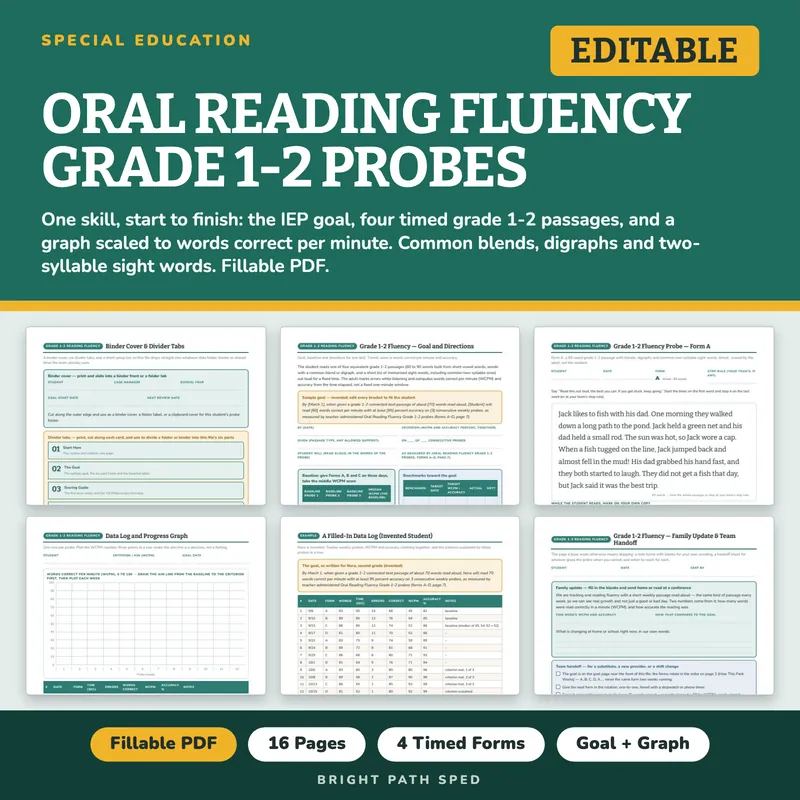 Oral Reading Fluency Grade 1-2 Probes, image 1 of 4