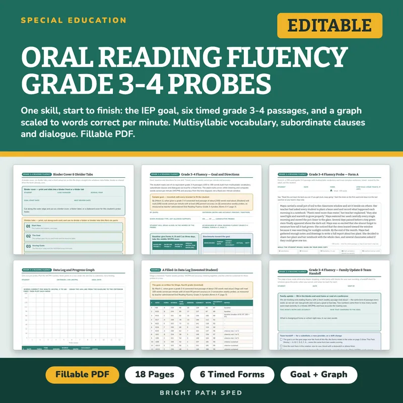 Oral Reading Fluency Grade 3-4 Probes, image 1 of 4