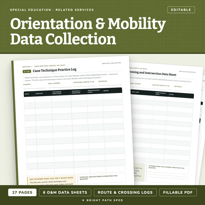 Orientation and Mobility (O&M) Data Collection Sheets, image 1 of 4