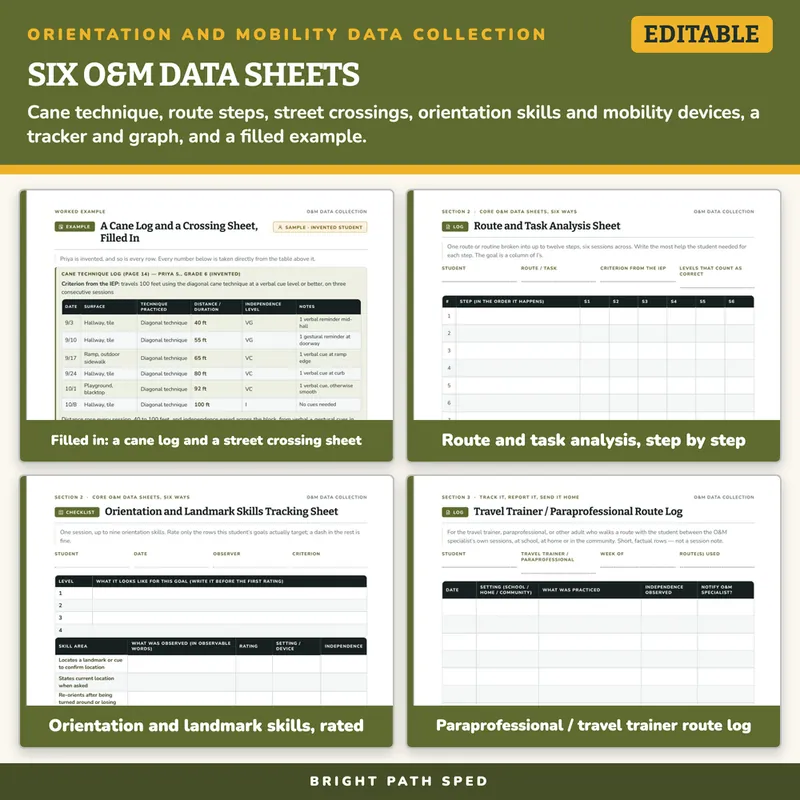 Orientation and Mobility (O&M) Data Collection Sheets, image 3 of 4
