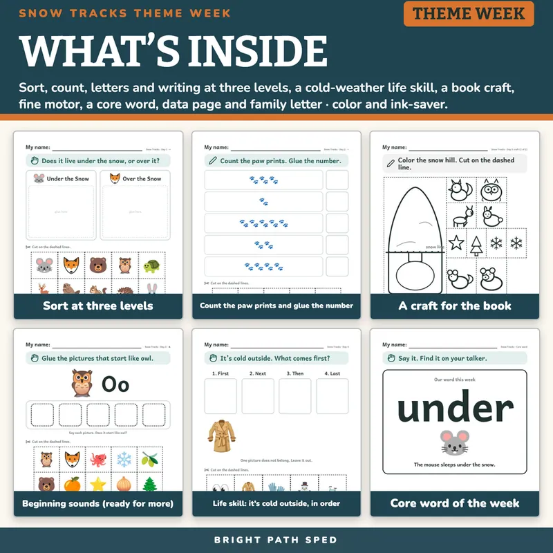 Over and Under the Snow Book Companion January Preschool Kindergarten Special Ed, image 2 of 4