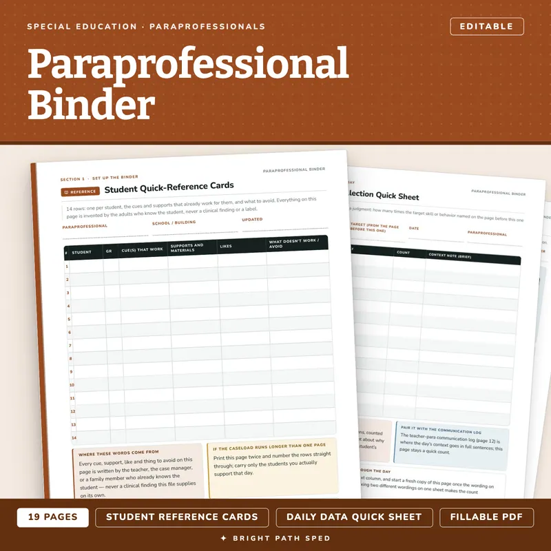 Paraprofessional Binder Editable, image 1 of 4