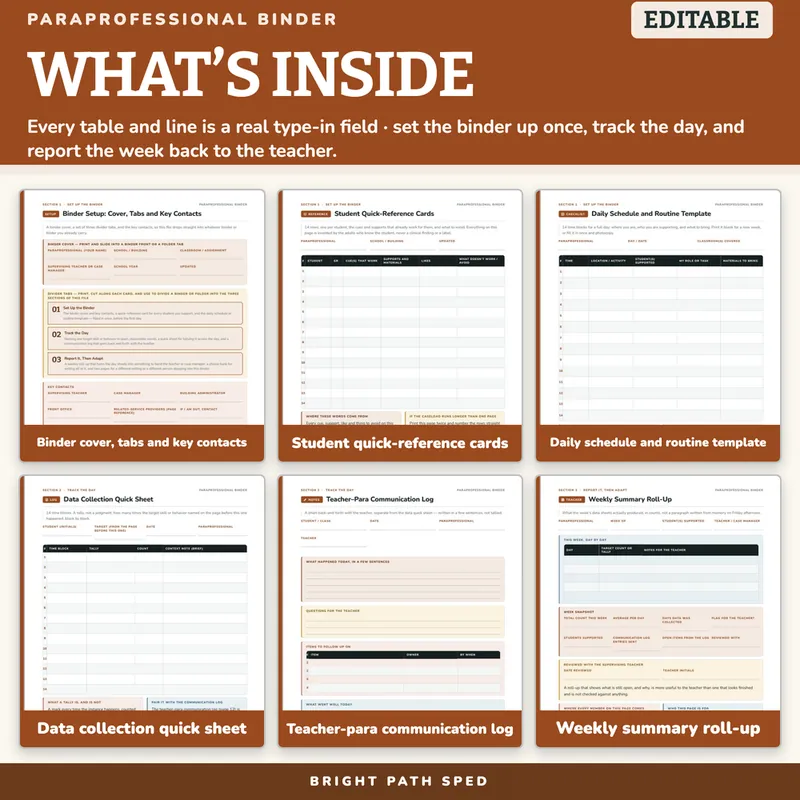 Paraprofessional Binder Editable, image 2 of 4